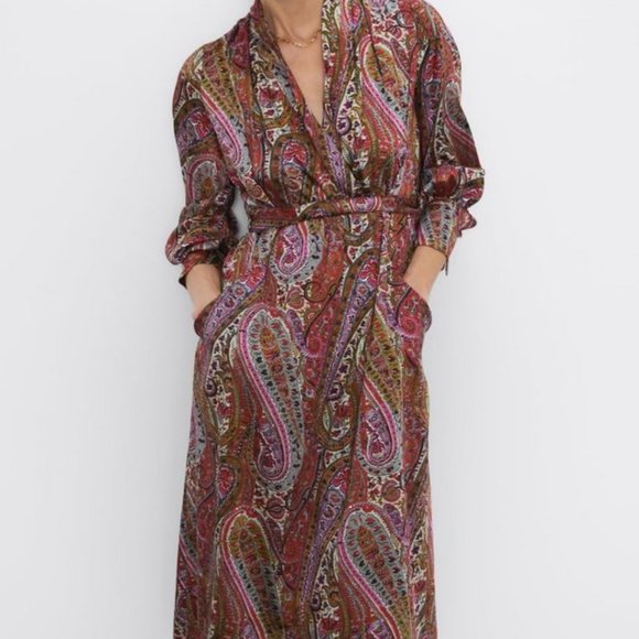 Zara printed dress with belt - Picture 1 of 3